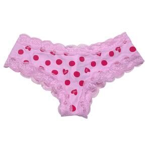 Victoria's Secret PINK Everday Lace-Trim Cheekster Panty Bubble Heart Dot Print